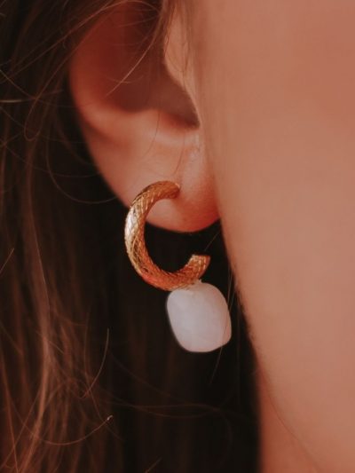 boucles d'oreilles quartz rose