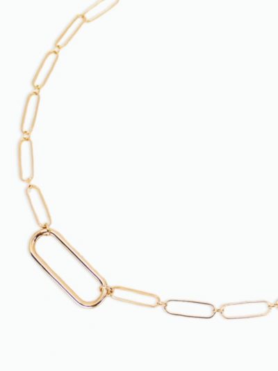 collier grosse maille plaque or