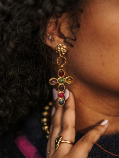 Boucle d'oreille croix